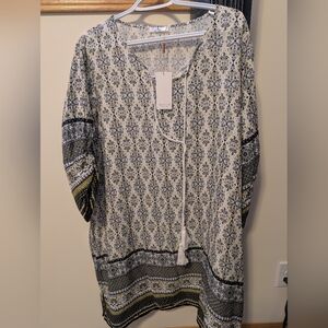 Chic Bohemian Blue and White Tunic